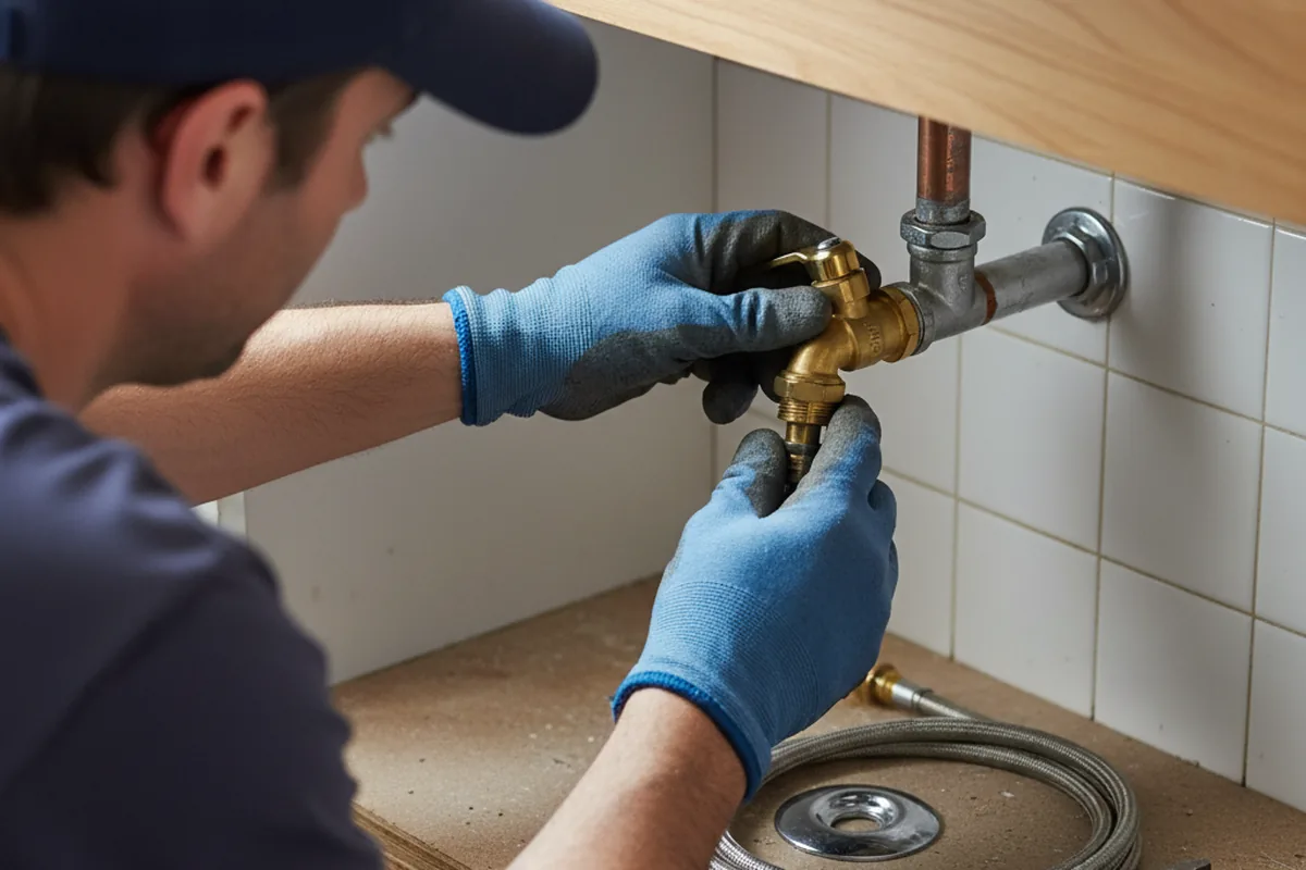 Shutoff valve and fitting work during Burst Pipe Repair in Cunningham